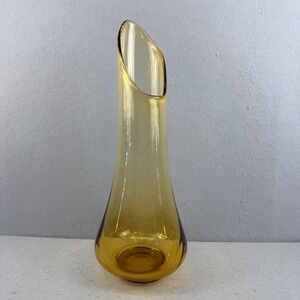 VTG LE Smith Amber Swung Vase 18" MCM Smoothie‎ Simplicity Thick Wide Vase